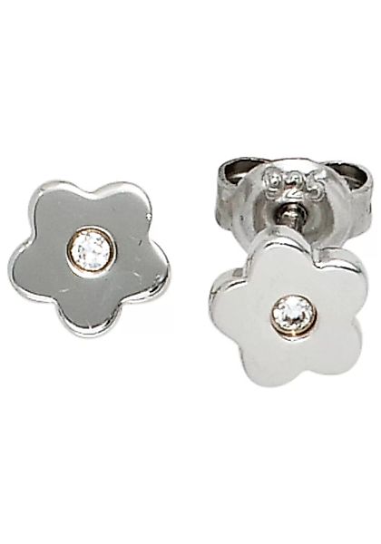 JOBO Paar Ohrstecker "Blume", 925 Silber mit Zirkonia günstig online kaufen
