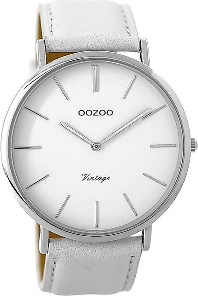 OOZOO Quarzuhr Vintage Uhr C9310 Weiss Lederband 44 mm günstig online kaufen