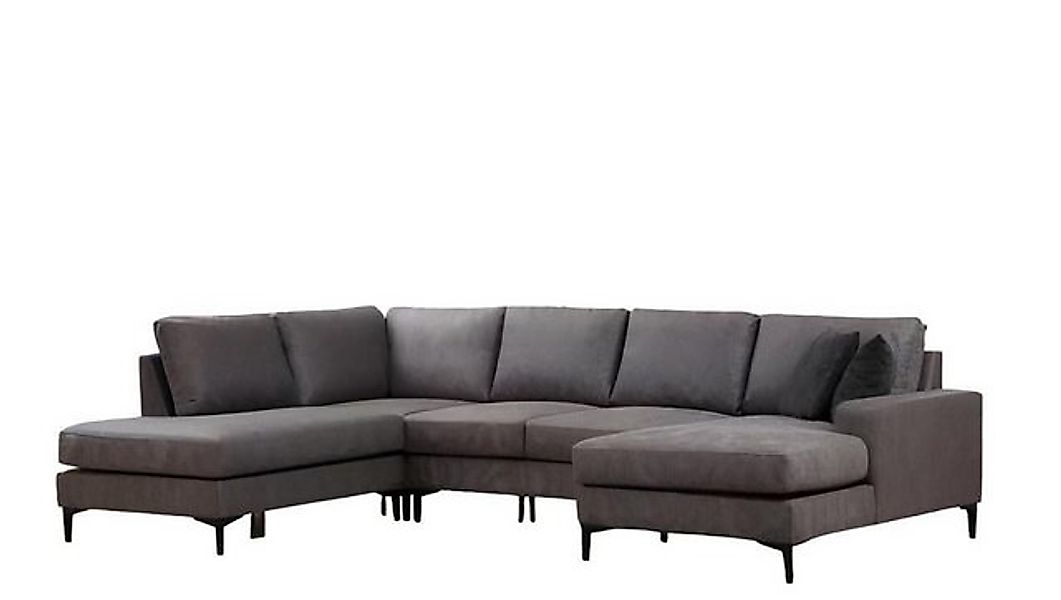 JVmoebel Ecksofa Graues Designer Sofa Moderne Wohnzimmer Stoffcouch Designe günstig online kaufen