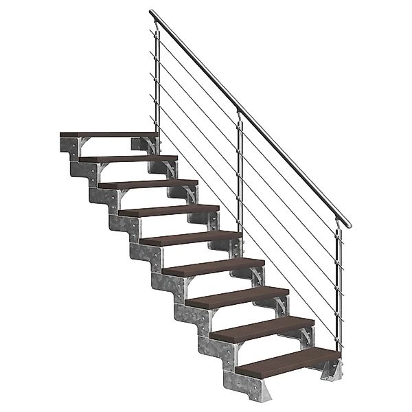 Dolle Außentreppe Gardentop 9 Trimax-Stufen 100 cm Dunkelbraun + Prova-Gelä günstig online kaufen