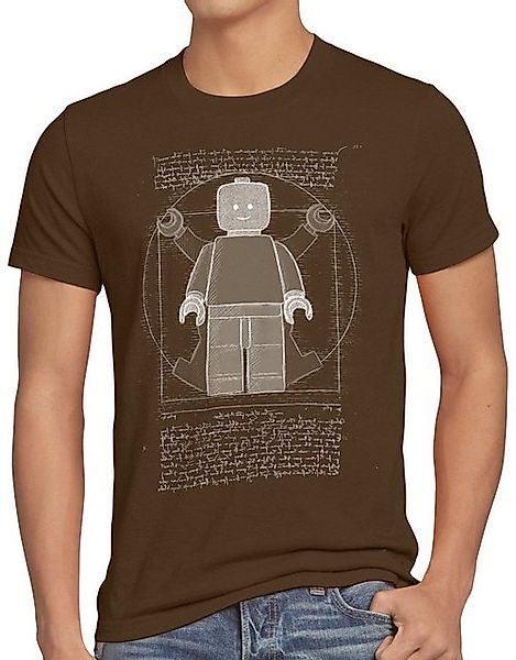 style3 T-Shirt Vitruvianische Klemmbausteinfigur da vinci mensch bauen baus günstig online kaufen