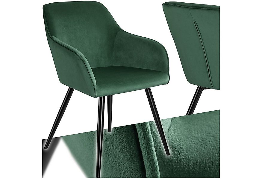 tectake Esszimmerstuhl Küchenstuhl Marilyn Samtoptik, schwarze Stuhlbeine ( günstig online kaufen