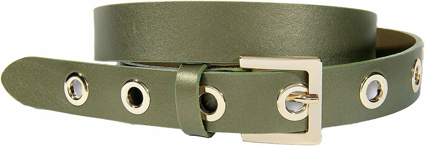 Silbergift Ledergürtel, Mit Metallösen, eckige Schließe goldfarben günstig online kaufen