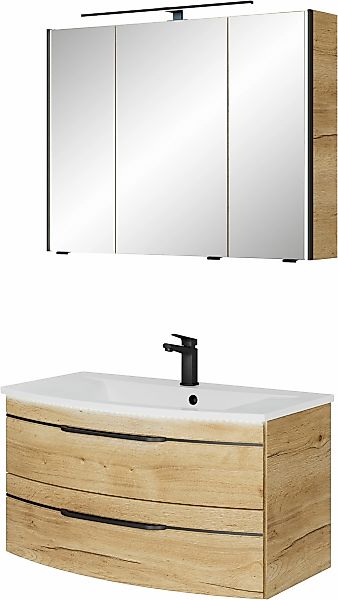 Saphir Badmöbel-Set "Serie 7045 2-teilig Mineralmarmor-Waschtisch mit LED-S günstig online kaufen