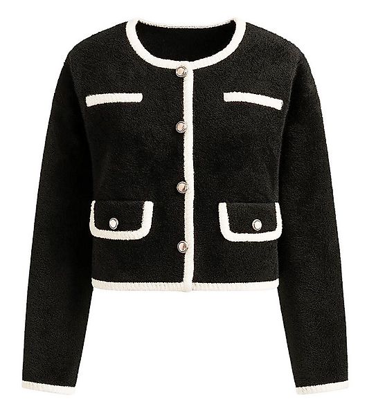 Mississhop Kurzjacke Damen Bouclé-Blazer mit Kontrastpaspeln – stilvoller K günstig online kaufen