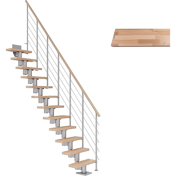 Dolle Mittelholmtreppe Dublin Buche Perlgrau GH bis 315 cm Gerade 75 cm FSC günstig online kaufen