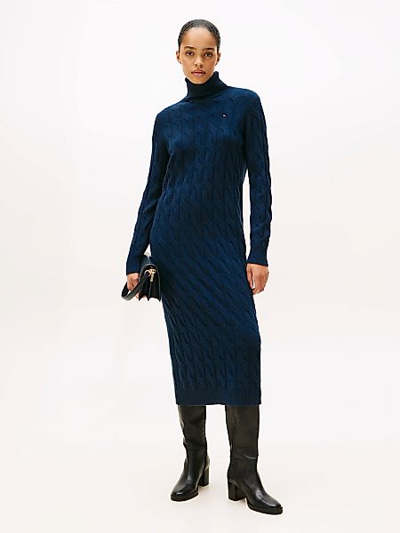 Tommy Hilfiger Strickkleid "SOFT WOOL CABLE ROLL-NK LS DRESS", mit Zopfmust günstig online kaufen