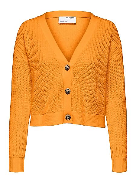 SELECTED V-ausschnitt Strickjacke Damen Orange günstig online kaufen