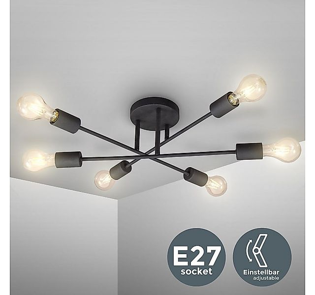 B.K.Licht LED Deckenleuchte Retro LED Deckenlampe Wohnzimmer E27 schwarz-ma günstig online kaufen