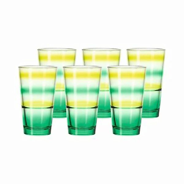 LEONARDO EVENT Trinkglas grün gestreift 330ml 6er Set Trinkgläser günstig online kaufen