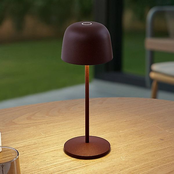 Lindby LED-Akku-Tischleuchte Arietty, braun, dimmbar, IP65 günstig online kaufen