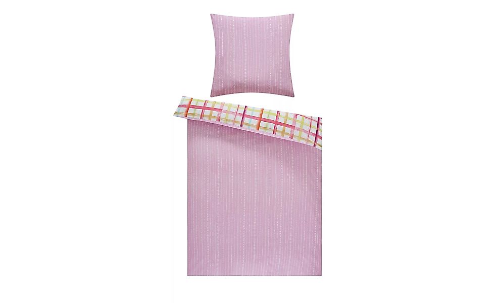 LAVIDA Renforce Bettwäsche  Karo und Streifen - rosa/pink - 100% Baumwolle günstig online kaufen