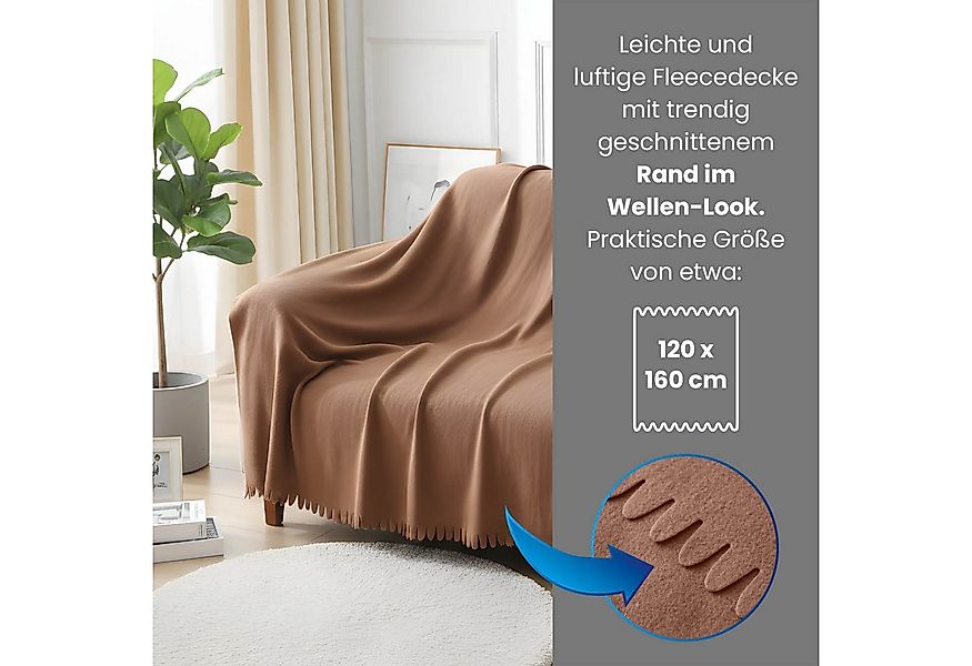 Wohndecke 3er Set Fleecedecke WAVE ca. 120x160, wometo, OEKO-TEX®, Fleecede günstig online kaufen