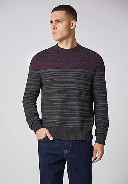 STREET ONE MEN Rundhalspullover, mit Streifen-Struktur günstig online kaufen