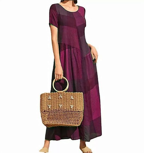 RUZU UG Dirndl Lässiges Patchwork-Damenkleid mit Karomuster (1-tlg) günstig online kaufen