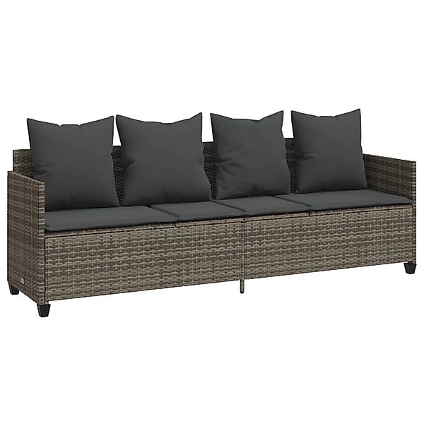 vidaXL Sonnenliege mit Kissen Grau Poly Rattan 368346 günstig online kaufen