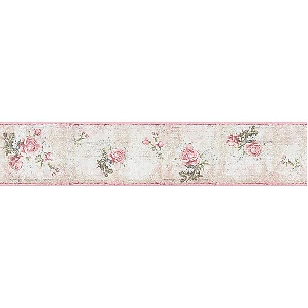Bricoflor Shabby Chic Tapeten Bordüre mit Rosenmuster Florale Tapetenbordür günstig online kaufen