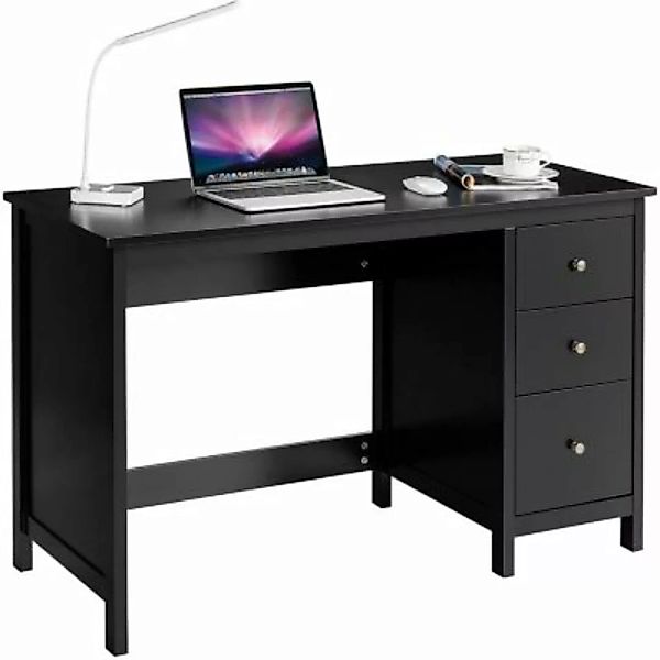 COSTWAY® Schreibtisch mit Schubladen & geräumiger Arbeitsfläche schwarz günstig online kaufen