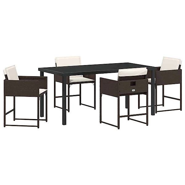 vidaXL Garten Essgruppe mit Kissen 5-Tlg Braun Poly Rattan 3380018 günstig online kaufen