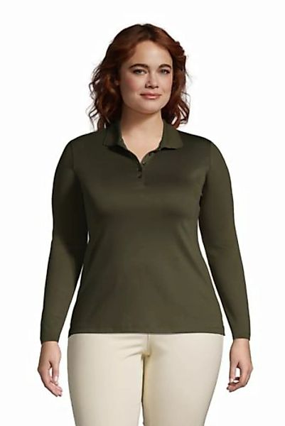 Supima-Poloshirt mit langen Ärmeln in großen Größen, Damen, Größe: 48-50 Pl günstig online kaufen