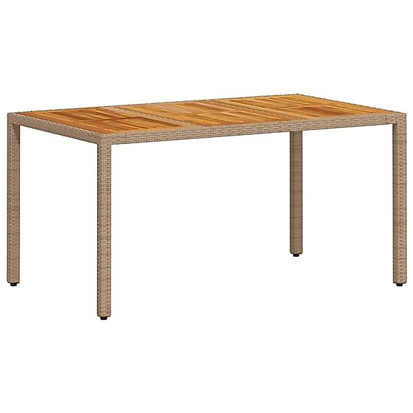 vidaXL Gartentisch Beige 150x90x75 cm Poly Rattan Akazienholz 368127 günstig online kaufen