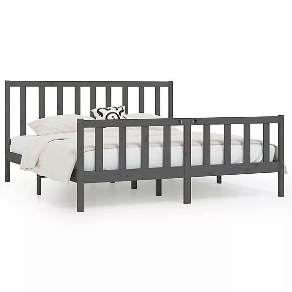 vidaXL Massivholzbett Grau 200x200 cm1091035 günstig online kaufen