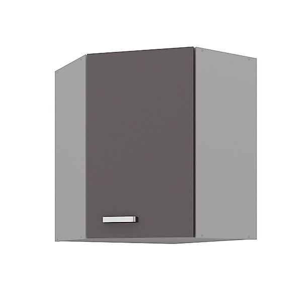 Küchen-Preisbombe Eckhängeschrank 60x60 cm Küche Bianca Grey Grau Hochglanz günstig online kaufen
