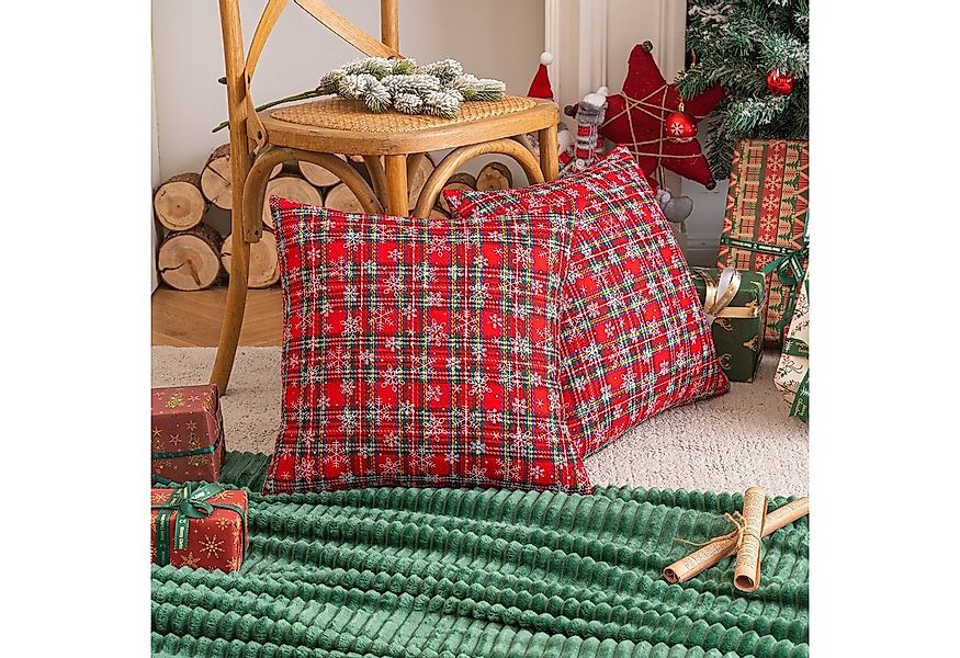 Sunicol Kissenbezug Weihnachten Kissenbezüge Check&Schneeflocke Throw Kisse günstig online kaufen