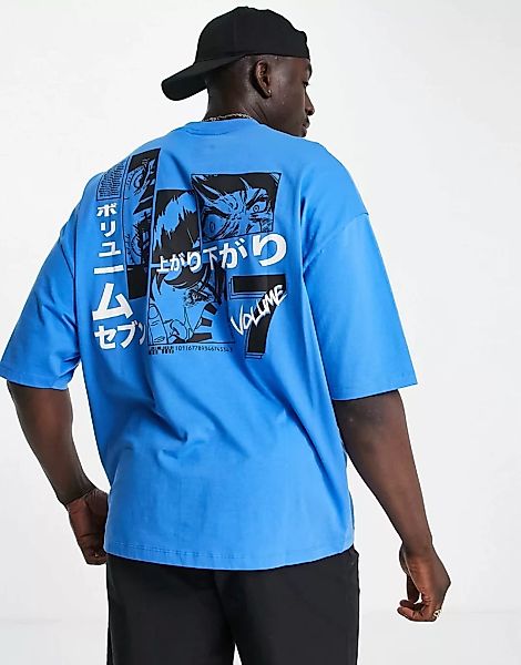 ASOS Design – Oversized-T-Shirt in Blau mit Rückenprint günstig online kaufen