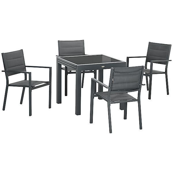 Outsunny Gartenmöbel-Set aus Aluminium und Textilene mit ausziehbarem Tisch günstig online kaufen