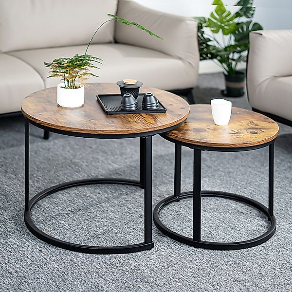 HawthyHome Couchtisch 2er-Set runde Beistelltische aus günstig online kaufen
