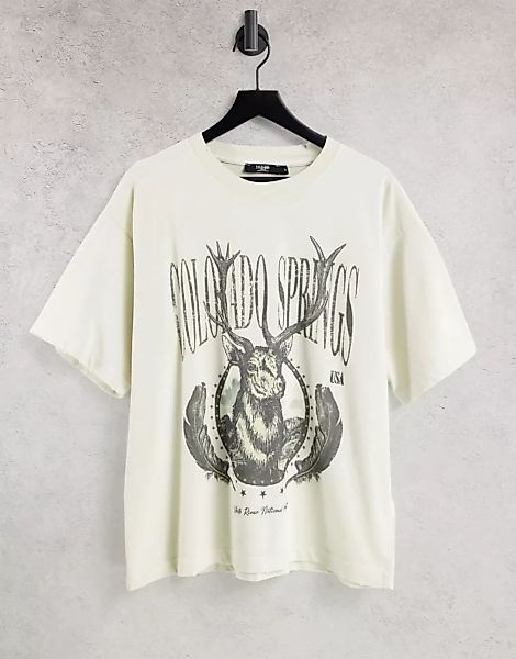 Jaded London ‑ Oversize-T-Shirt in Weiß mit Colorado-Print günstig online kaufen