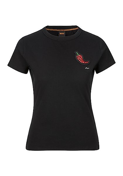 BOSS ORANGE T-Shirt "Endora Premium Damenmode", mit Raffungen, glitzerndes günstig online kaufen
