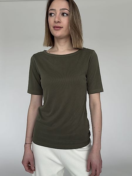 Zuckerwatte T-Shirt modisches Rundhalsshirt, Rippoptik, weiche günstig online kaufen