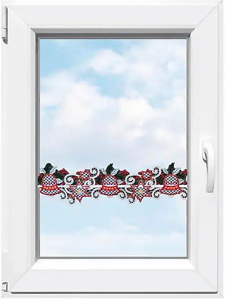 Stickereien Plauen Scheibengardine »Glocken« Stangendurchzug 1 Stk. tlg. Fe günstig online kaufen