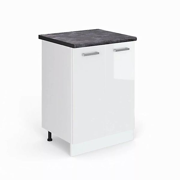 Vicco Unterschrank R-Line, Weiß Hochglanz/Weiß, 60 cm, AP Eiche günstig online kaufen