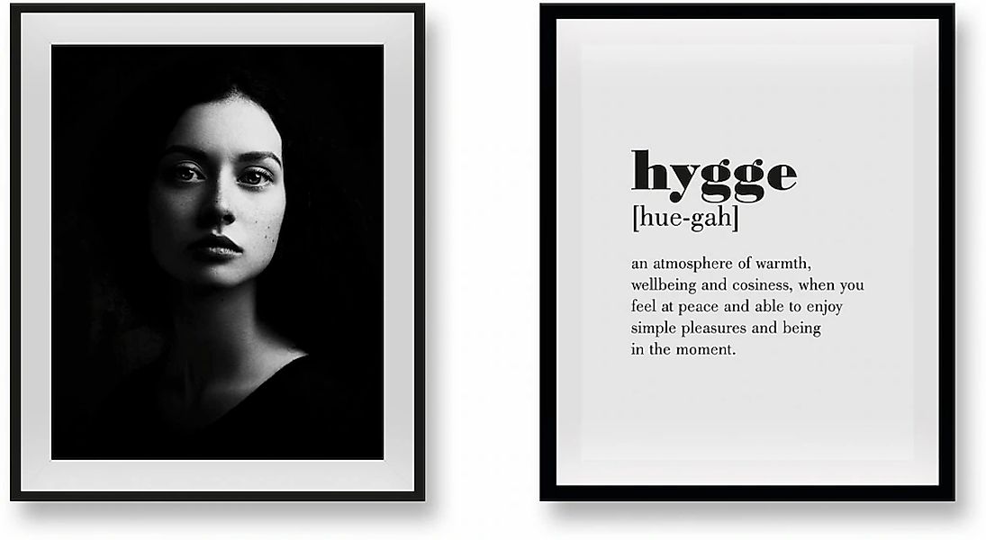 queence Bild "Hygge II", Schriftzug-Schwarz-Weiß-Fashion-Mode-Magazincover- günstig online kaufen
