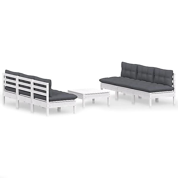 vidaXL 7-tlg Garten-Lounge-Set mit Anthrazit Kissen Kiefernholz Modell 1 günstig online kaufen