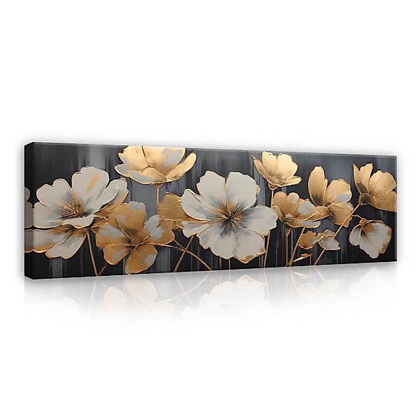 Wallarena Leinwandbild Blumen Gold Beige Abstrakt günstig online kaufen