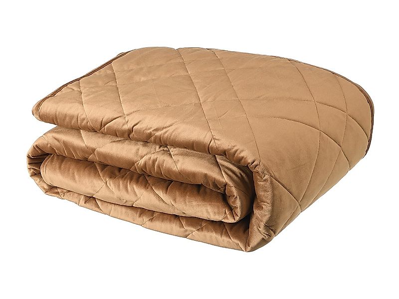 Tagesdecke gesteppt aus Samt - 220 x 225 cm - Kamel - PRILIO günstig online kaufen