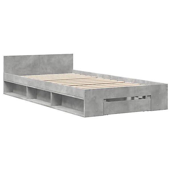 vidaXL Bettgestell mit Schublade Betongrau 90x190 cm Holzwerkstoff 3280786 günstig online kaufen