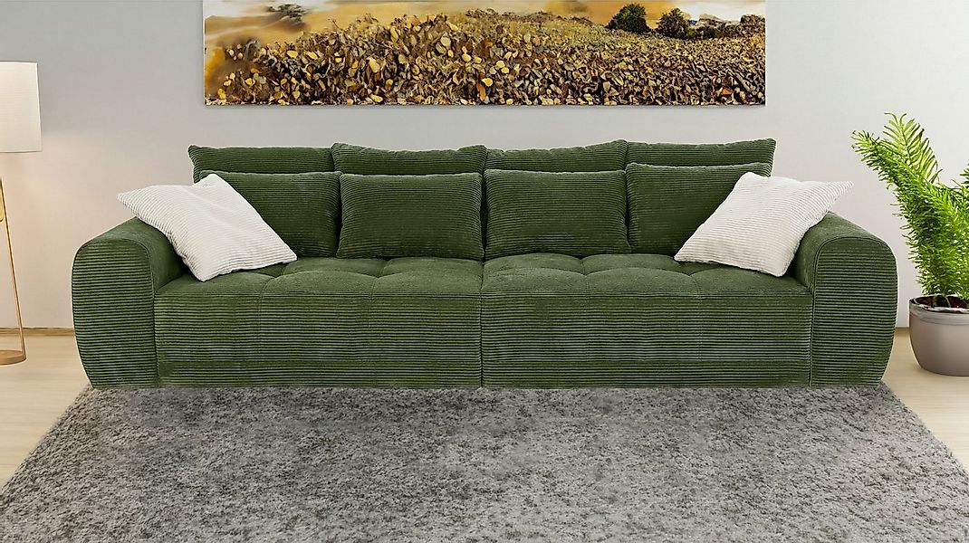 Massivart® Big-Sofa JANNI Cord beige oder grün 308 cm / 4-Sitzer, Cordsofa günstig online kaufen