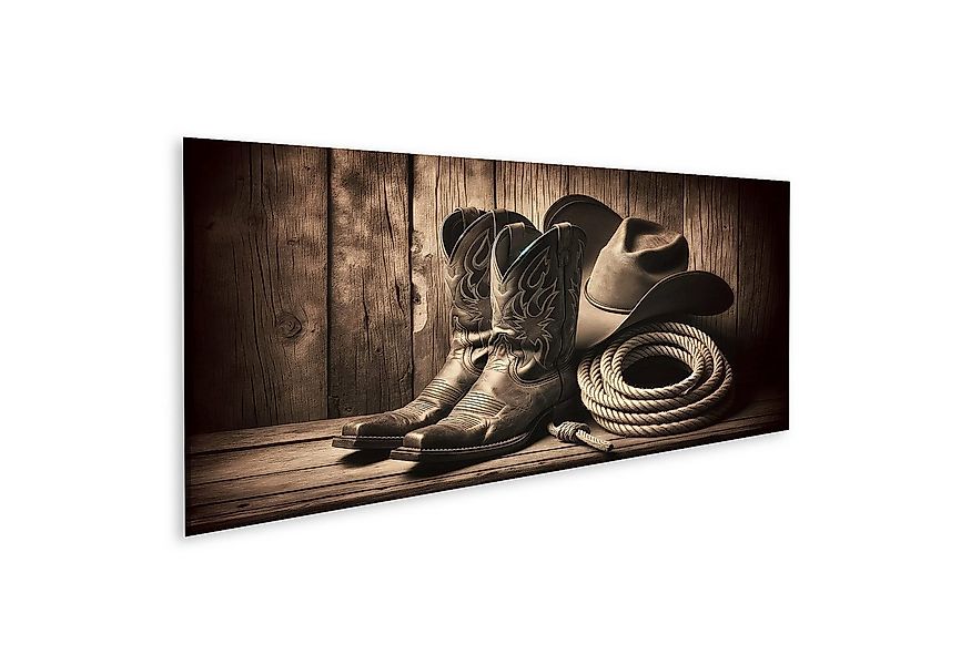 islandburner Leinwandbild Cowboy-Nostalgie: SepIn a-Töne von Stiefeln Hut u günstig online kaufen