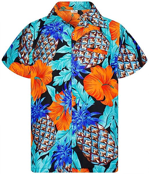 King Kameha Hawaiihemd Pineapple Hibiscus Funky Hawaii-Hemd Kurzarm Front-T günstig online kaufen