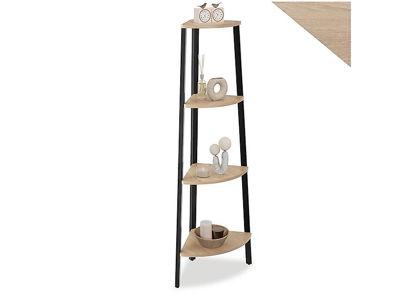 tectake Bücherregal Eckregal, inklusive Kippschutz, 34 x 34 x 125 cm, Holzr günstig online kaufen