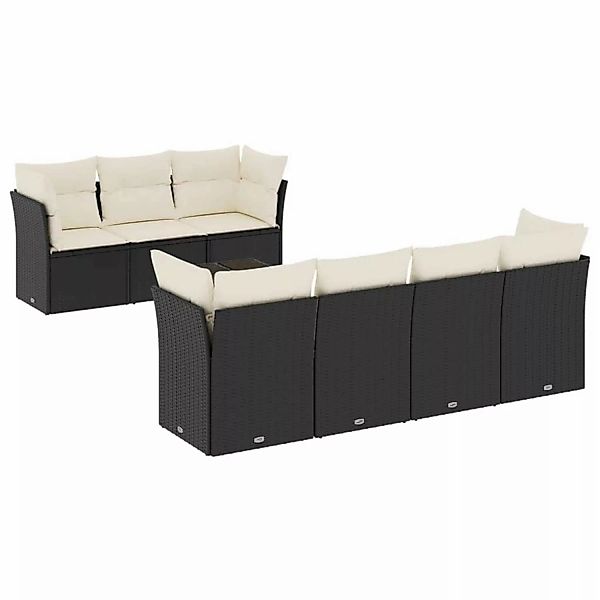 vidaXL 8-tlg Garten-Sofagarnitur mit Kissen Schwarz Poly Rattan Modell 56 günstig online kaufen