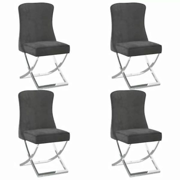 vidaXL Esszimmerstühle 4 Stk. Grau 53x52x98 cm Samt & Edelstahl Esszimmerst günstig online kaufen