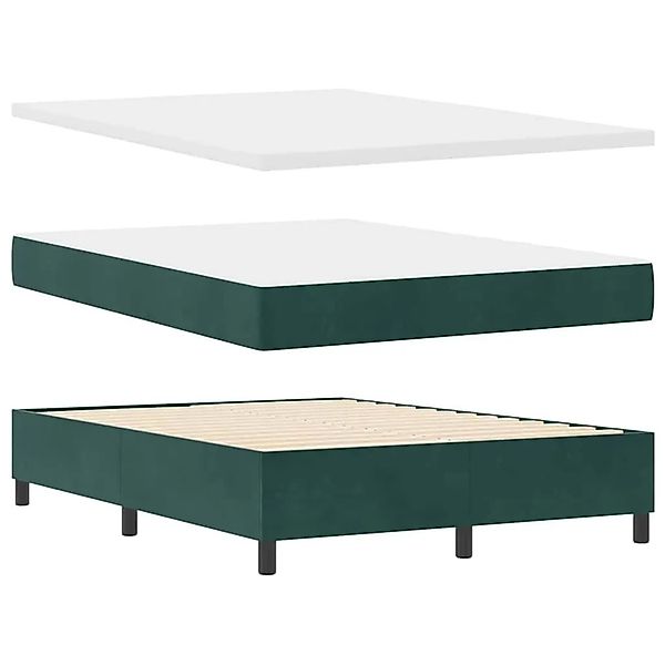 vidaXL Boxspringbett mit Matratze Dunkelgrün 140 x 190 cm Samt 3344447 günstig online kaufen