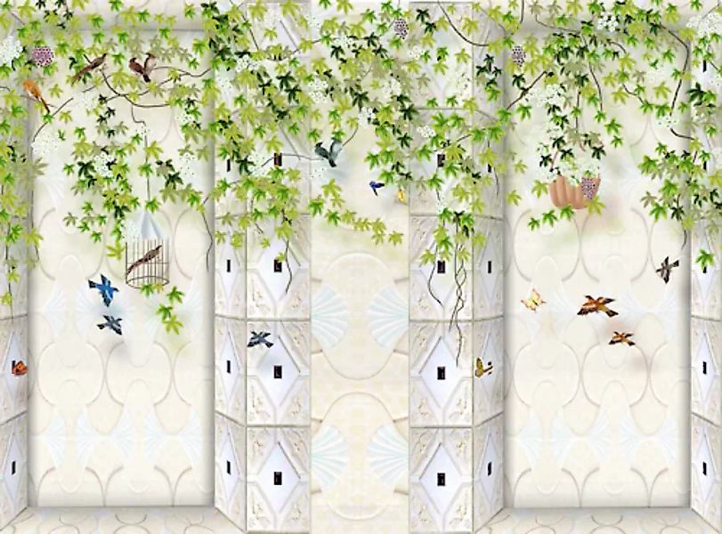 Papermoon Fototapete »Muster mit Pflanzen« günstig online kaufen