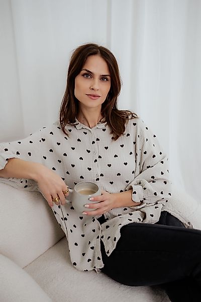 von Herzen Langarmbluse Kurze Musselinbluse mit günstig online kaufen
